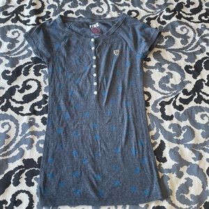 Women’s Medium Pink by Victoria’s Secret Gray 3/4 Button Short-Sleeved Top